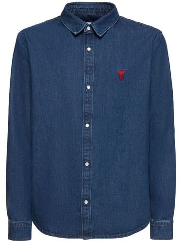 Camicia In Denim Indigo Washed - AMI PARIS - Modalova