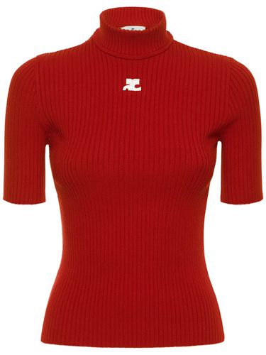 Knit Viscose Blend Logo Top - COURREGES - Modalova