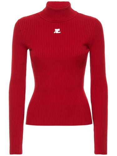 Knit Viscose Blend Logo Jumper - COURREGES - Modalova