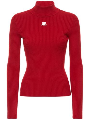 Maglia In Misto Viscosa Con Logo - COURREGES - Modalova