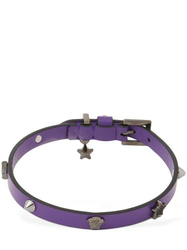 Medusa Adjustable Leather Choker - VERSACE - Modalova