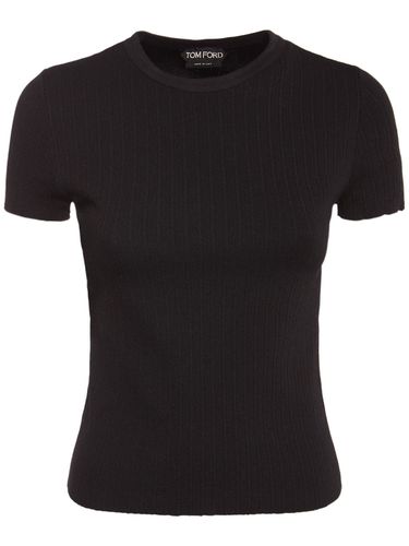 T-shirt In Maglia Di Misto Seta A Costine - TOM FORD - Modalova