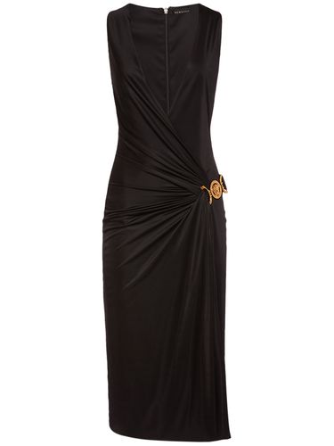 Draped Viscose Jersey Midi Dress - VERSACE - Modalova