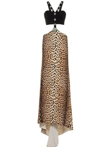 Embellished Printed Cutout Long Dress - ROBERTO CAVALLI - Modalova