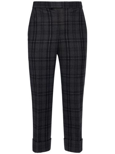 Pantaloni In Flanella Di Lana Tartan - THOM BROWNE - Modalova