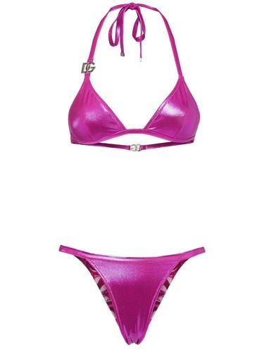 Laminated Jersey Triangle Bikini Set - DOLCE & GABBANA - Modalova