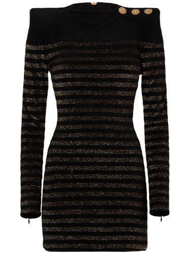 Striped Lurex Knit Mini Dress - BALMAIN - Modalova