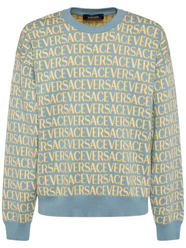 Maglia In Cotone Monogram - VERSACE - Modalova