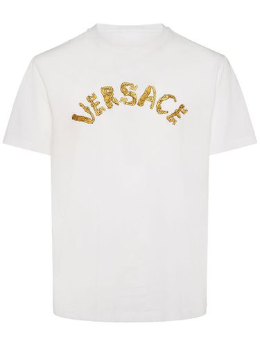 Logo Cotton T-shirt - VERSACE - Modalova