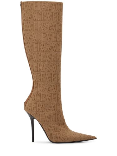 Mm Hohe Stiefel Aus Leder Und Canvas - VERSACE - Modalova