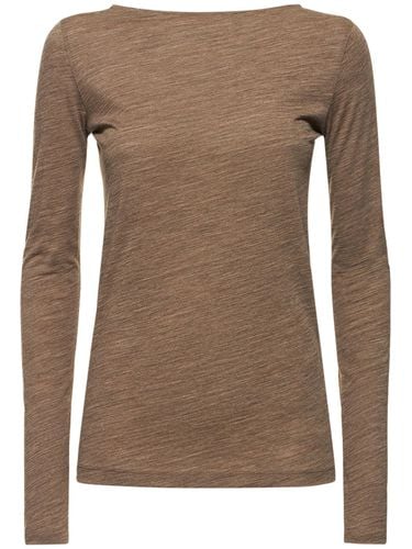 Long Sleeved Boat Neck Wool Top - TOTEME - Modalova