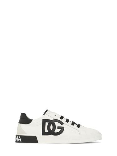 Sneakers De Piel Con Logo Y Cordones - DOLCE & GABBANA - Modalova