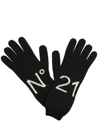 Guantes De Mezcla De Lana Con Logo Intarsia - N°21 - Modalova