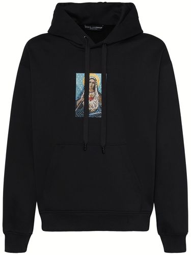 Cotton Jersey Hoodie W/crystals - DOLCE & GABBANA - Modalova