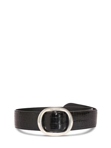 Ovale Croc Embossed Leather Belt - SAINT LAURENT - Modalova