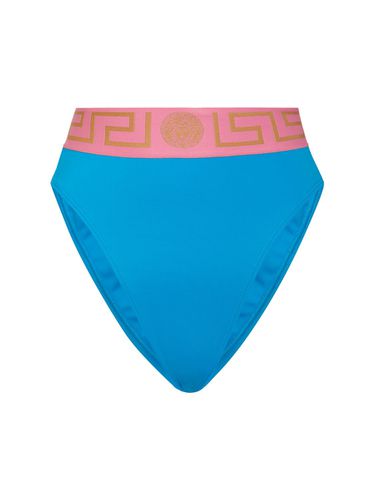 Slip Bikini Vita Alta Con Greca - VERSACE - Modalova