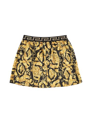 Minifalda De Sarga Estampada - VERSACE - Modalova