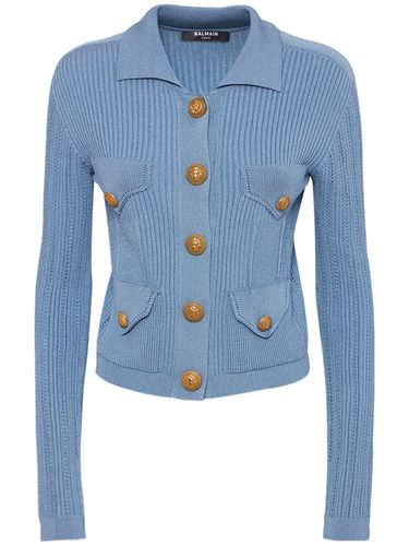 Cardigan In Maglia A Costine - BALMAIN - Modalova