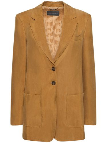 Washed Twill Single Breasted Jacket - ALBERTA FERRETTI - Modalova