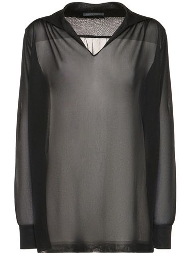 Viscose Crepe V-neck Long Sleeve Top - ALBERTA FERRETTI - Modalova