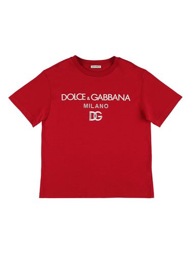 Camiseta De Jersey De Algodón Con Logo - DOLCE & GABBANA - Modalova