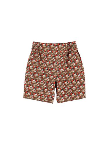 Monogram Print Cotton Shorts - BURBERRY - Modalova