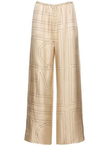 Monogram Embroidered Silk Pants - TOTEME - Modalova