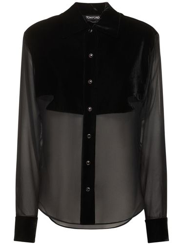 Camisa De Terciopelo Y Seda Georgette - TOM FORD - Modalova