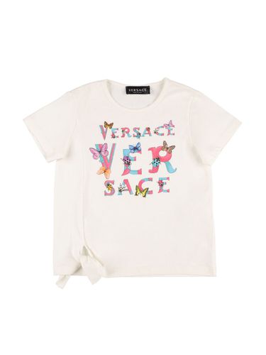 Camiseta De Jersey De Algodón Con Logo - VERSACE - Modalova