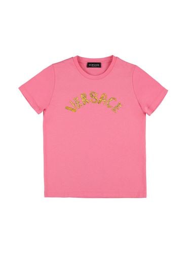 Camiseta De Jersey De Algodón Con Logo - VERSACE - Modalova