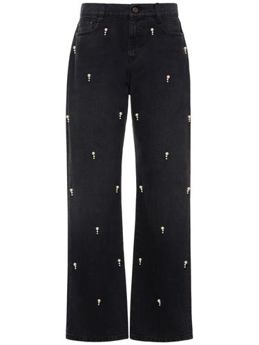 Embellished Cotton Denim Straight Jeans - STELLA MCCARTNEY - Modalova