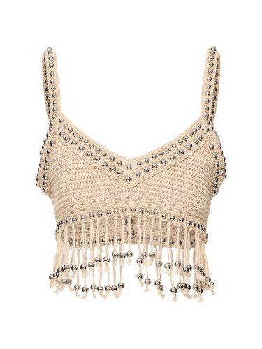 Crop Top In Cotone Crochet Con Frange - RABANNE - Modalova