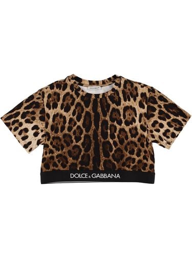 Camiseta Corta De Algodón Estampado - DOLCE & GABBANA - Modalova