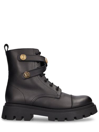 Botas De Piel Con Cordones Ylogo - BALMAIN - Modalova