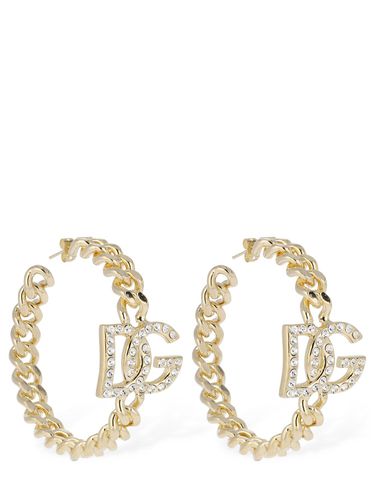 Dg Diva Crystal Hoop Earrings - DOLCE & GABBANA - Modalova