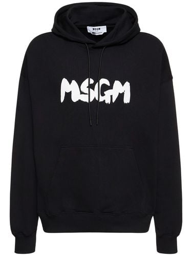 Felpa Con Logo E Cappuccio - MSGM - Modalova