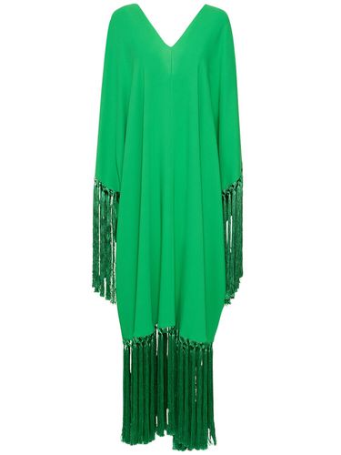 Fringed Silk Cady Long Kaftan Dress - OSCAR DE LA RENTA - Modalova