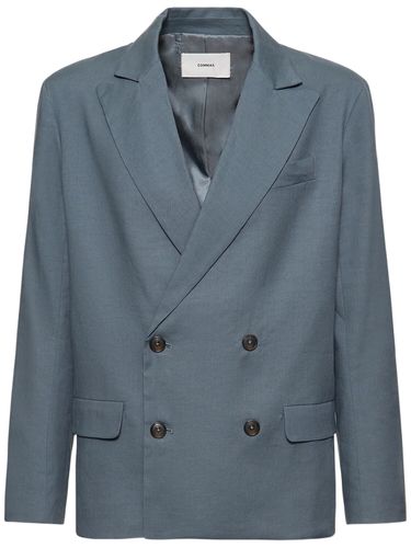 Linen Blend Double Breasted Jacket - COMMAS - Modalova