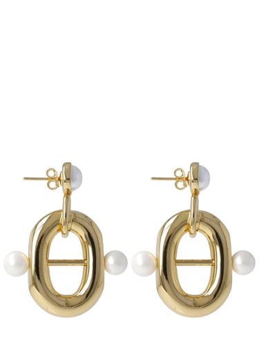 Xl Link Double Earrings With Faux Pearls - RABANNE - Modalova