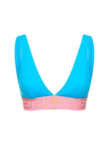 Greca Logo Triangle Bikini Top - VERSACE - Modalova