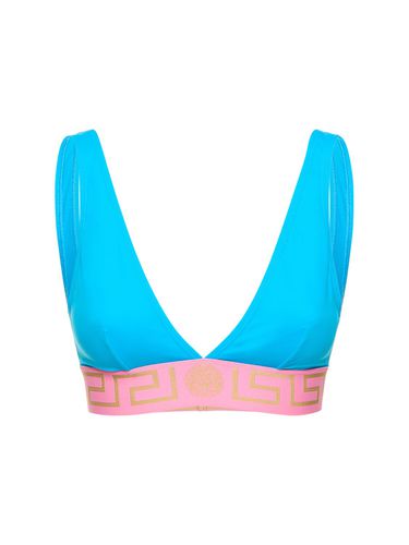 Top Bikini A Triangolo Con Logo - VERSACE - Modalova