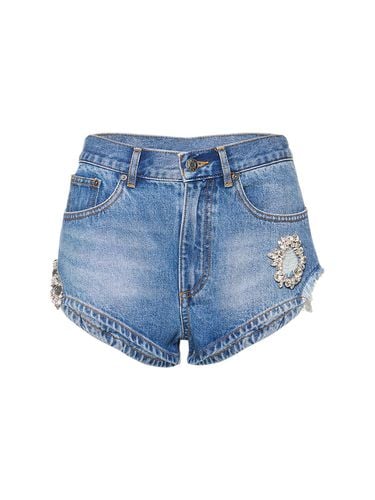 Embellished Denim Hot Shorts - AREA - Modalova