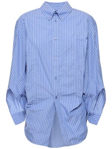 Twisted Sleeve Cotton Blend Shirt - BALENCIAGA - Modalova