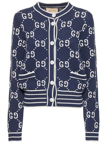 Gg Cotton Blend Knit Cardigan - GUCCI - Modalova