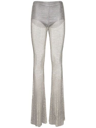 Embellished Mesh Flared Pants - GIUSEPPE DI MORABITO - Modalova