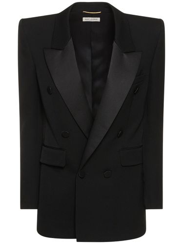 Double Breast Wool Tuxedo Jacket - SAINT LAURENT - Modalova