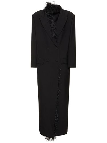 Double Breast Wool Coat W/feathers - VALENTINO - Modalova