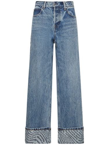 Jeans Larghi In Cotone Con Risvolto Logato - ALEXANDER WANG - Modalova