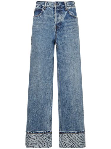 Wide Cotton Jeans W/ Logo Printed Cuff - ALEXANDER WANG - Modalova