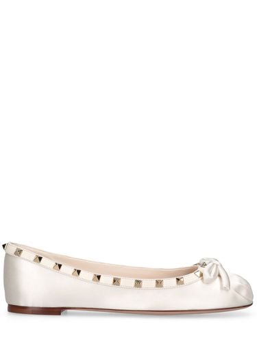 Mm Rockstud Satin & Leather Flats - VALENTINO GARAVANI - Modalova